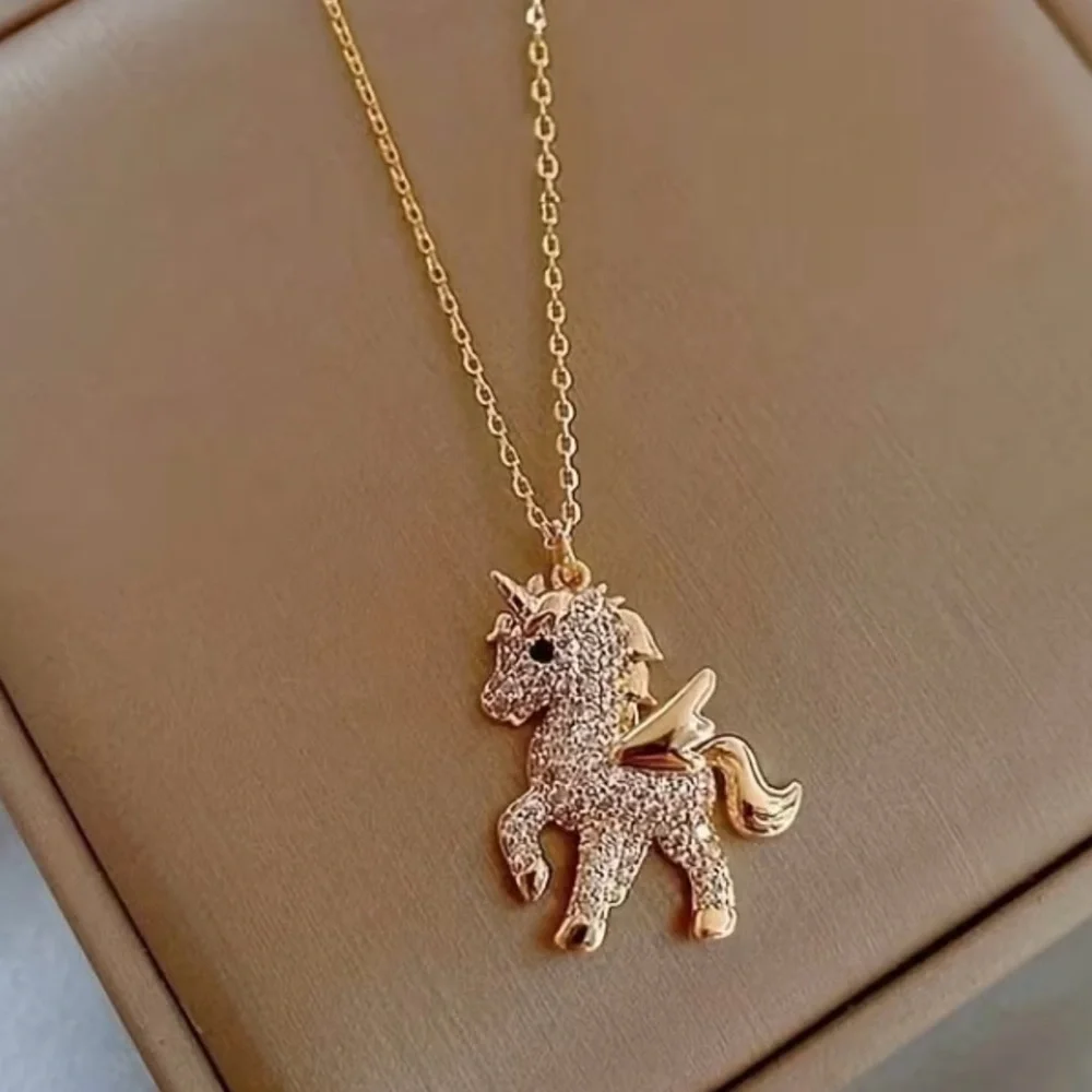 Gold Unicorn Pendant Necklace‎ for Kids